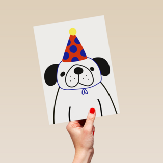 Dog with a party hat