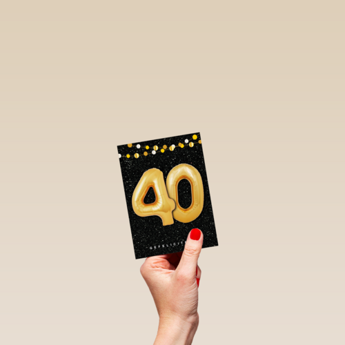 Verjaardagskaart leeftijden 40 ballonletters