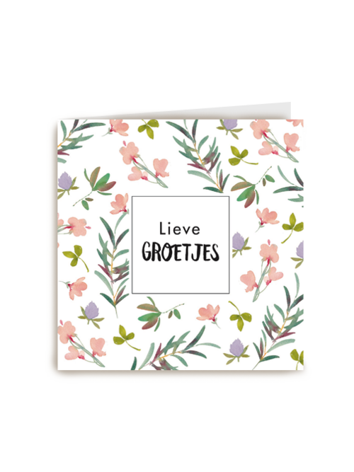 Kaart | Hallmark | Zomaar | Lieve Groetjes Kaart Met Mooie Subtiele Bloementjes