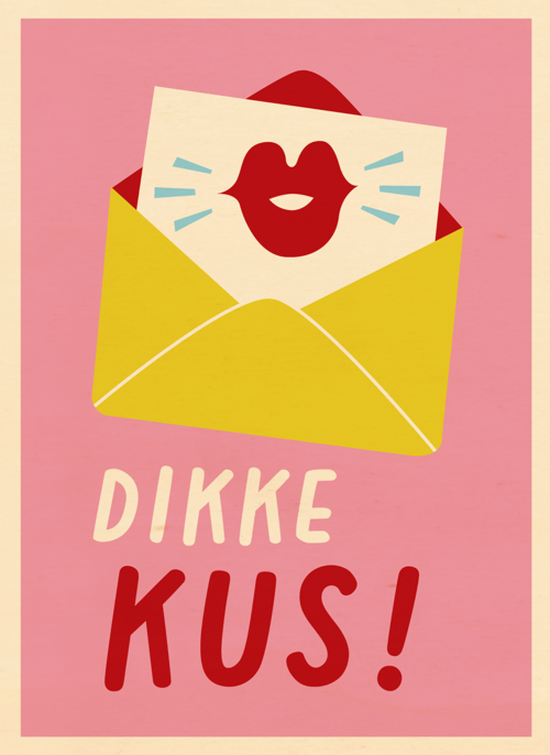 Houten Kaart Beterschapskaarten | Houten Kaart Hallmark | Beterschapskaarten | Zomaar Kaartje Dikke Kus Roze