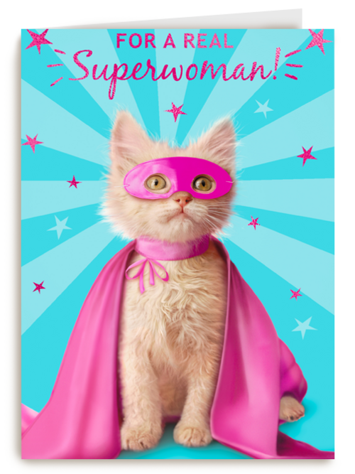 moederdag kaart grappig for a real superwoman kat