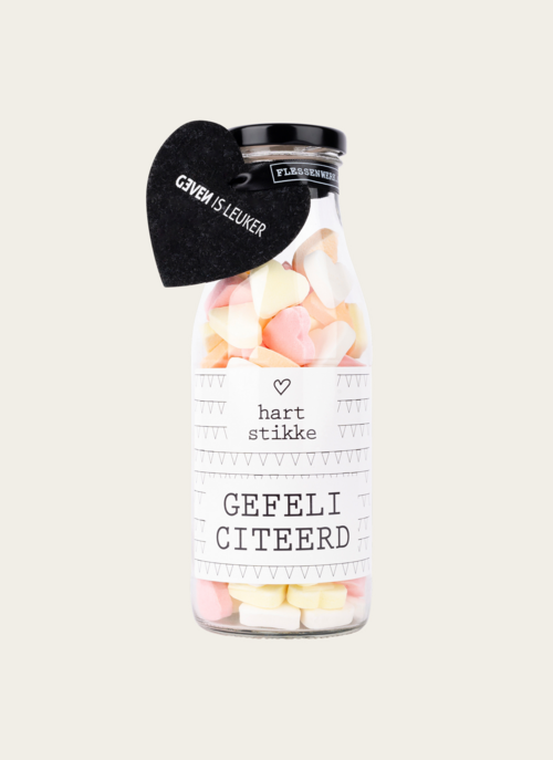 Hartstikke Gefeliciteerd Snoephartjes | Flessenwerk Cadeau Chocolade |