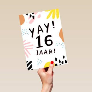 Verjaardagskaart Tiener jongen meisje 16 jaar yay