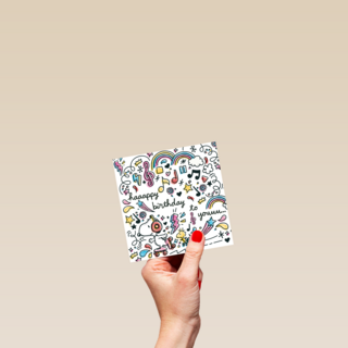 Verjaardagskaart tiener meisje Snoopy doodles