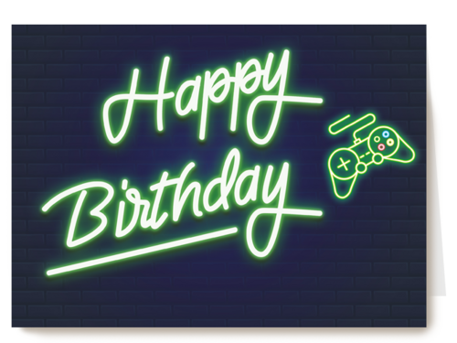 Verjaardagskaart Happy Birthday neon