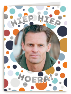Hiep Hiep Hoera fotokaart man