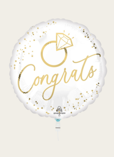 Ballon Ring Wit Goud Congrats