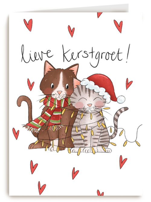 Kerstkaart kat matia studio