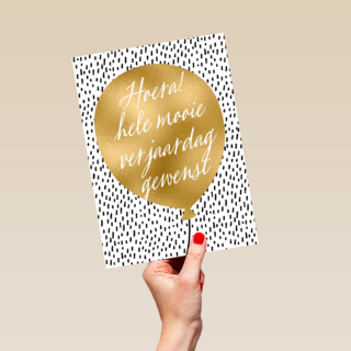 Verjaardagskaart man vrouw hip Gouden ballon