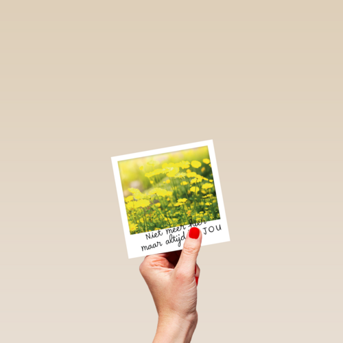 polaroid kaart niet meer hier maar altijd bij jou