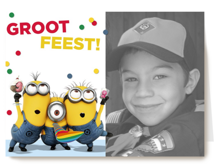 het is feest een groot feest want jij bent jarig fotokaart