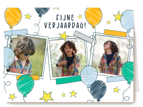 Fijne verjaardag 3 fotokaart ballonnen