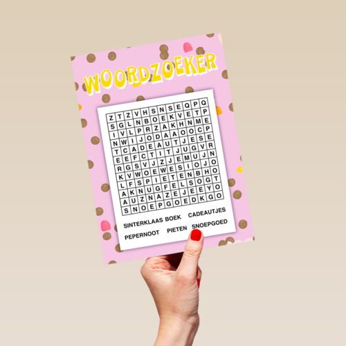 Sinterklaaskaart woordzoeker