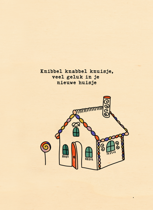 Houten Kaart Felicitatie Nieuwe Woning | Houten Kaart Hallmark | Felicitatie Nieuwe Woning | Nieuw Huis Knibbel Knabbel Knuisje