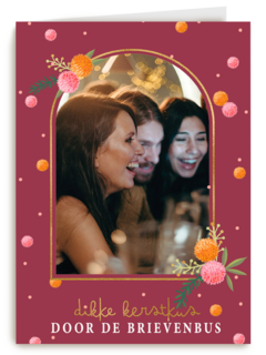 Kerstkaart bourdeaux met fotokader