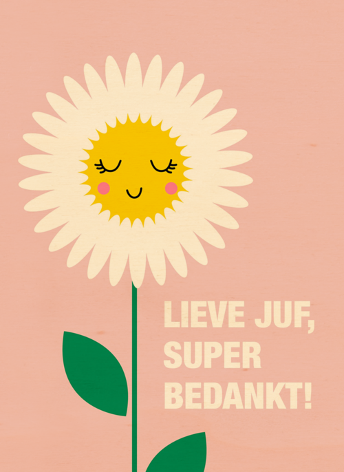 Houten Kaart Juf Of Meester | Houten Kaart Hallmark | Juf Of Meester | Bedanktkaart Juf Lieve Juf Super Bedankt Bloem