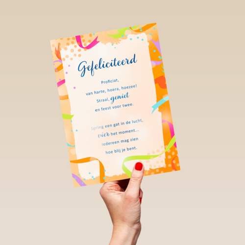 Gefeliciteerd kaart spring een gat in de lucht More than words