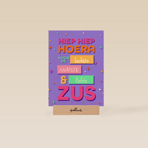 hippe verjaardagskaart voor een zus