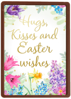 Paaskaart Engels Hugs kisses and Easter wishes