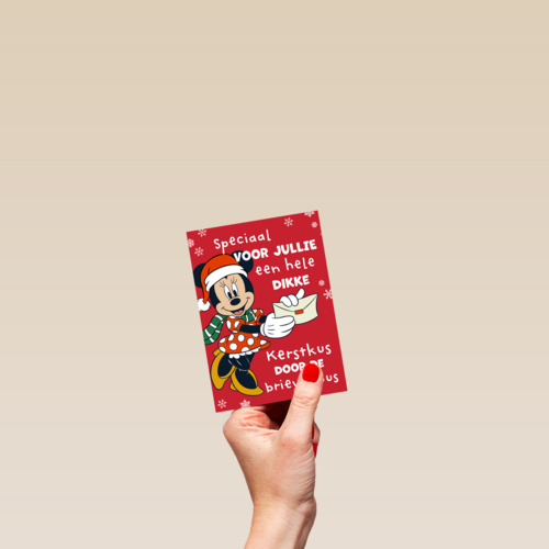 Minnie Mouse kerstkus door de brievenbus