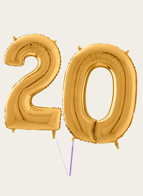 Hallmark Cijferballon 20 Jaar Goud XL |  Cadeau Ballonnen |