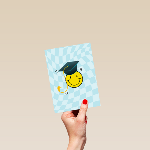 Geslaagd smiley blauw