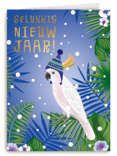 nieuwjaarskaart gelukkig nieuwjaar kaketoe