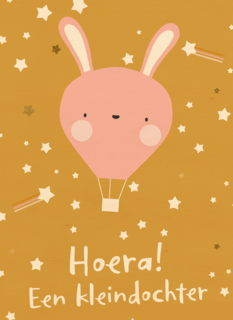 Hoera een kleindochter Roze konijn ballon