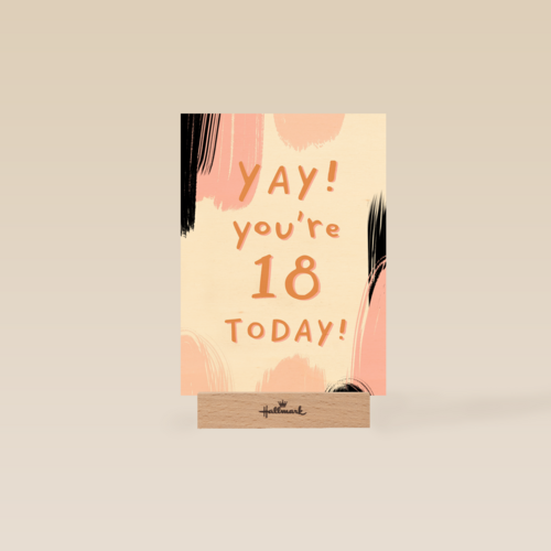 Verjaardagskaart jonge vrouw yay you are 18
