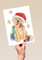 Kerstkaart hart onder de riem Hond met kerstmuts matia studio