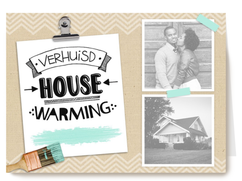 verhuisd housewarming kaart met verfkwast