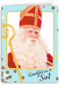 Sinterklaaskaart Groetjes van de Sint blauw kader