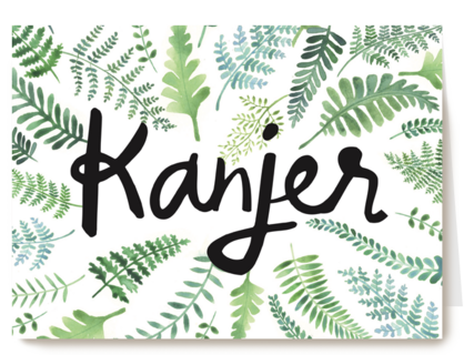 botanical kaart bladeren met het woord kanjer
