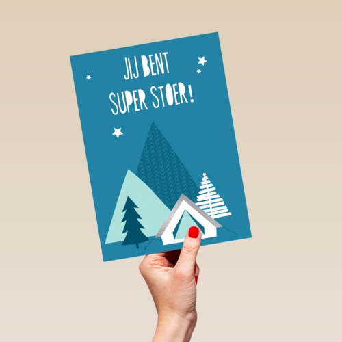 Op kamp kaart jij bent super stoer