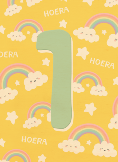 Verjaardagskaart 1 jaar regenboog
