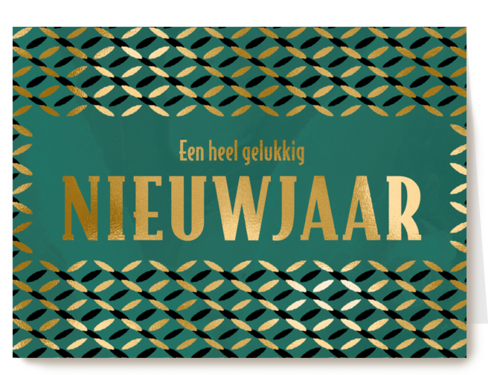 een heel gelukkig nieuwjaar met goudpatroon