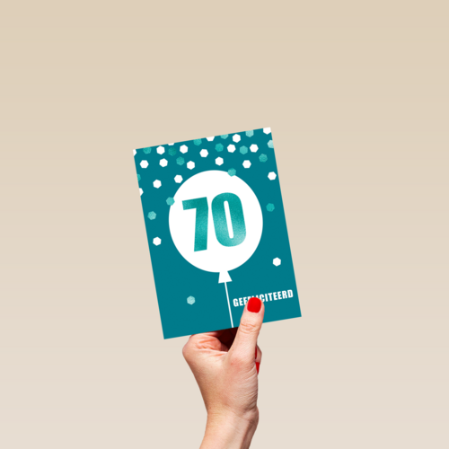 Verjaardagskaart leeftijden man 70 ballon
