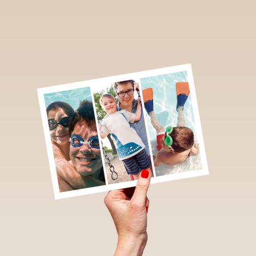 dubbele fotokaart liggend drie staande foto