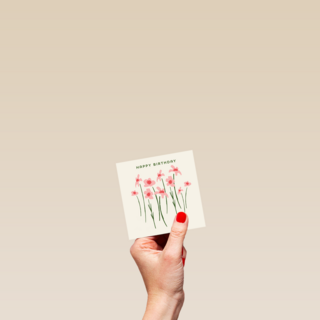 Verjaardagskaart roze bloemetjes
