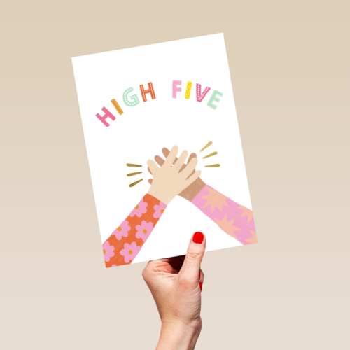 nieuwe baan kaart high five