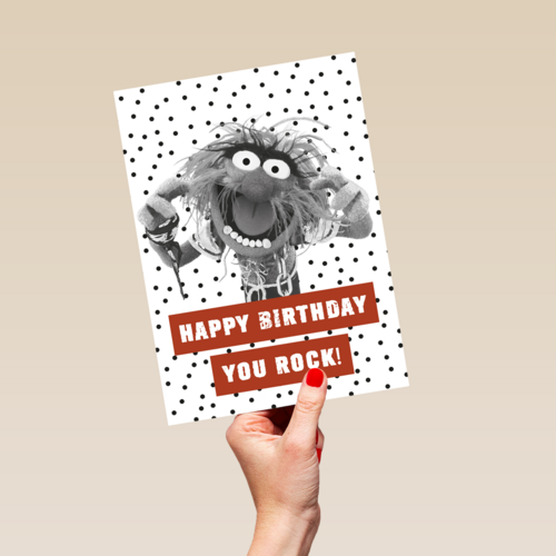 verjaardag kaart muppets animal happy birthday you rock