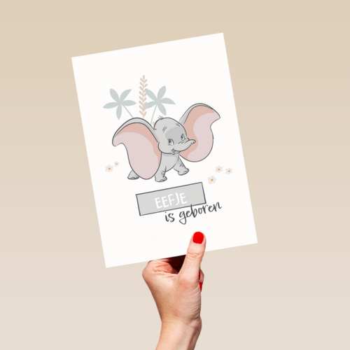 Baby is geboren Disney kaart met Dumbo