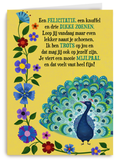 Compliment kaart trots als een pauw mijlpaal