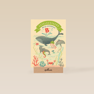 Zwemdiploma B kaart met walvis