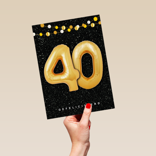 Verjaardagskaart leeftijden 40 ballonletters