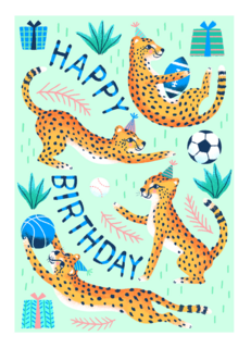 Verjaardagskaart tijgers voetbal happy birthday
