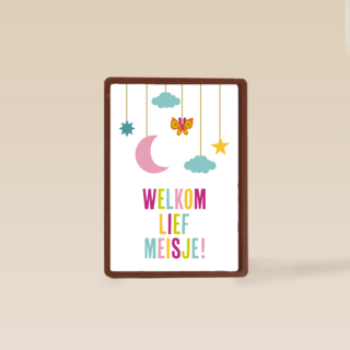 Geboortefelicitatie welkom lief meisje kleurrijk