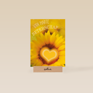 Beterschapskaart zonnebloem met hart