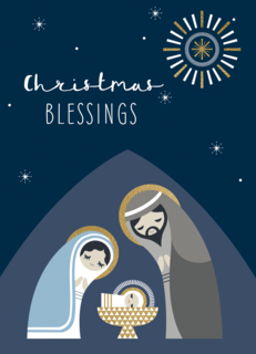 Kerstkaart religieus Maria Jozef Jezus