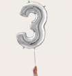 Cijferballon 3 Jaar Zilver XL